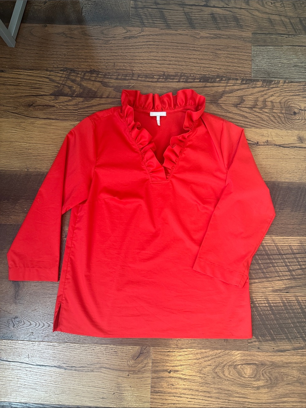 Hinson Wu Helena Women's Red Ruffle V-Neck Top Size Small